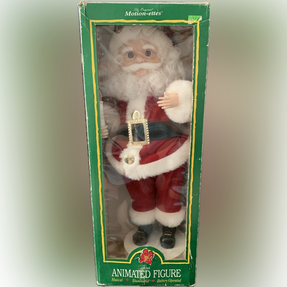 Original MOTION-ettes of Christmas Animated Illuminated Musical Santa Works Vntg
